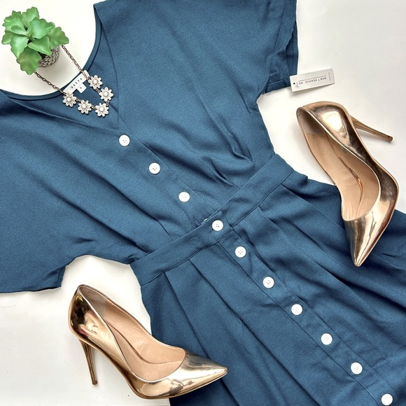 Vetta Capsule Blue Two Piece Midi Dress Convertible Skirt Set Size 0 XS NWT - Picture 1 of 16